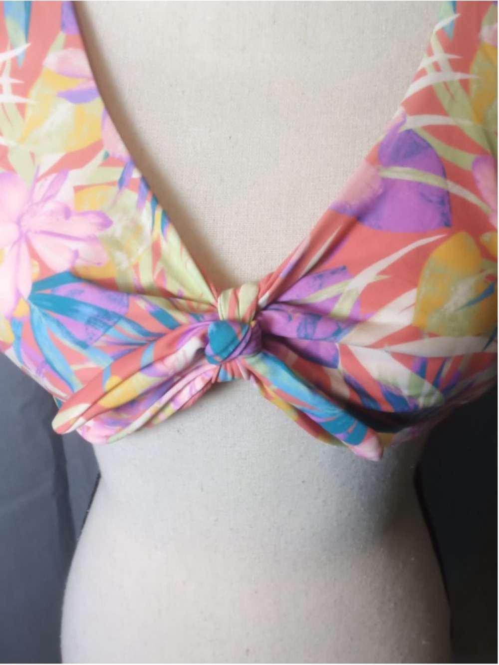 Time and Tru Women's Pink Multicolor Floral Bikini Top Large - Picture 2 of 6